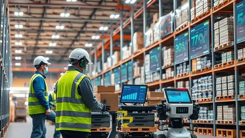 اتوماسیون انبار چیست؟ انقلاب جدیدی در انبارداری (راهنمای جامع) 1 کارگران کارخانه و ابزارهای هوش مصنوعی