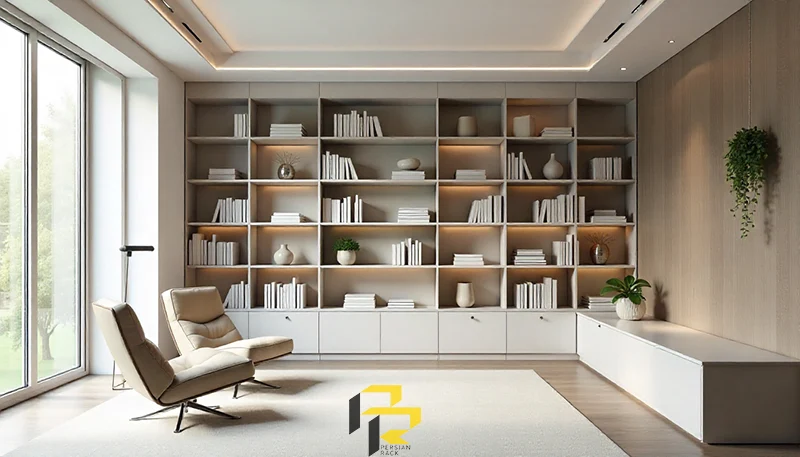 11 ایده چیدمان کتابخانه - انواع قفسه بندی کتابخانه (راهنمای جامع) 7 ایده چیدمان کتابخانه مدرن