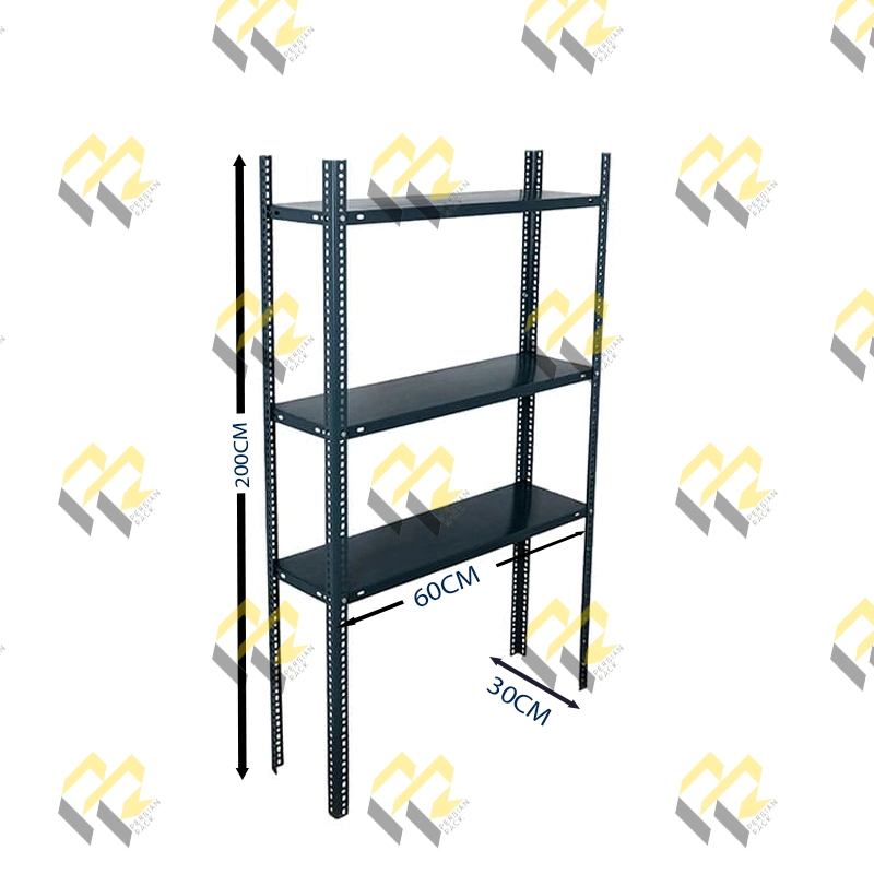 قفسه پیچ و مهره ای انباری سه طبقه سایز 30*60 ارتفاع 200 CM 1 قفسه پیچ و مهره ای